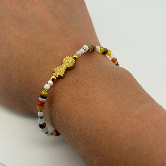 Pulsera Virgen Del Pilar Colores - (Petra: Acero Quirúrgico Waterproof y Piedras)