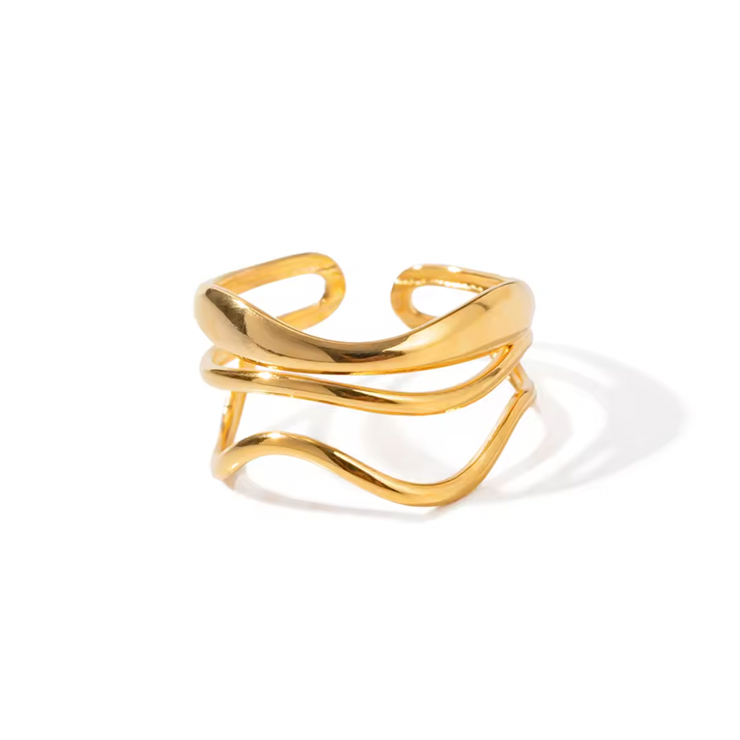 Anillo Ondas - (Acero Quirúrgico Waterproof)