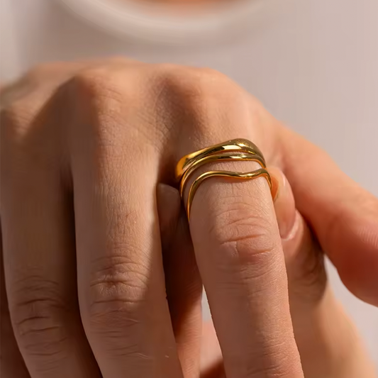 Anillo Ondas - (Acero Quirúrgico Waterproof)