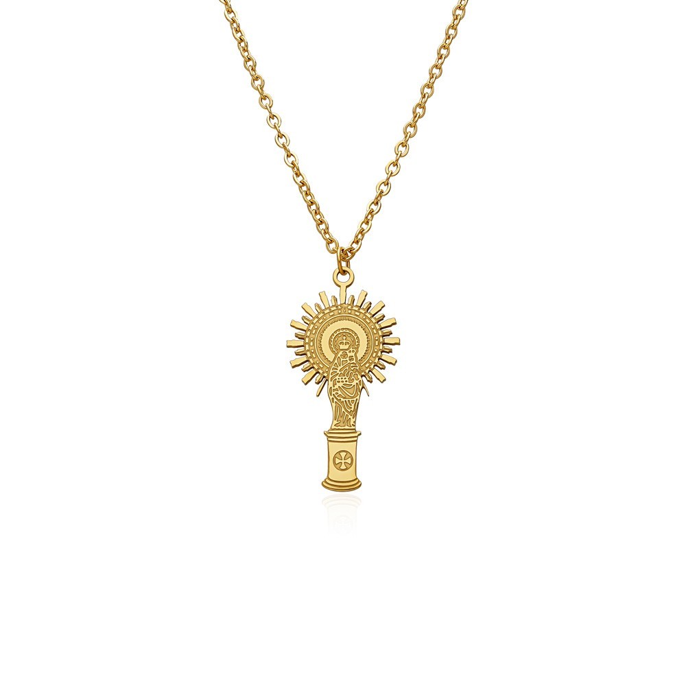 Collar Virgen Del Pilar Columna - (Acero Quirúrgico Waterproof)