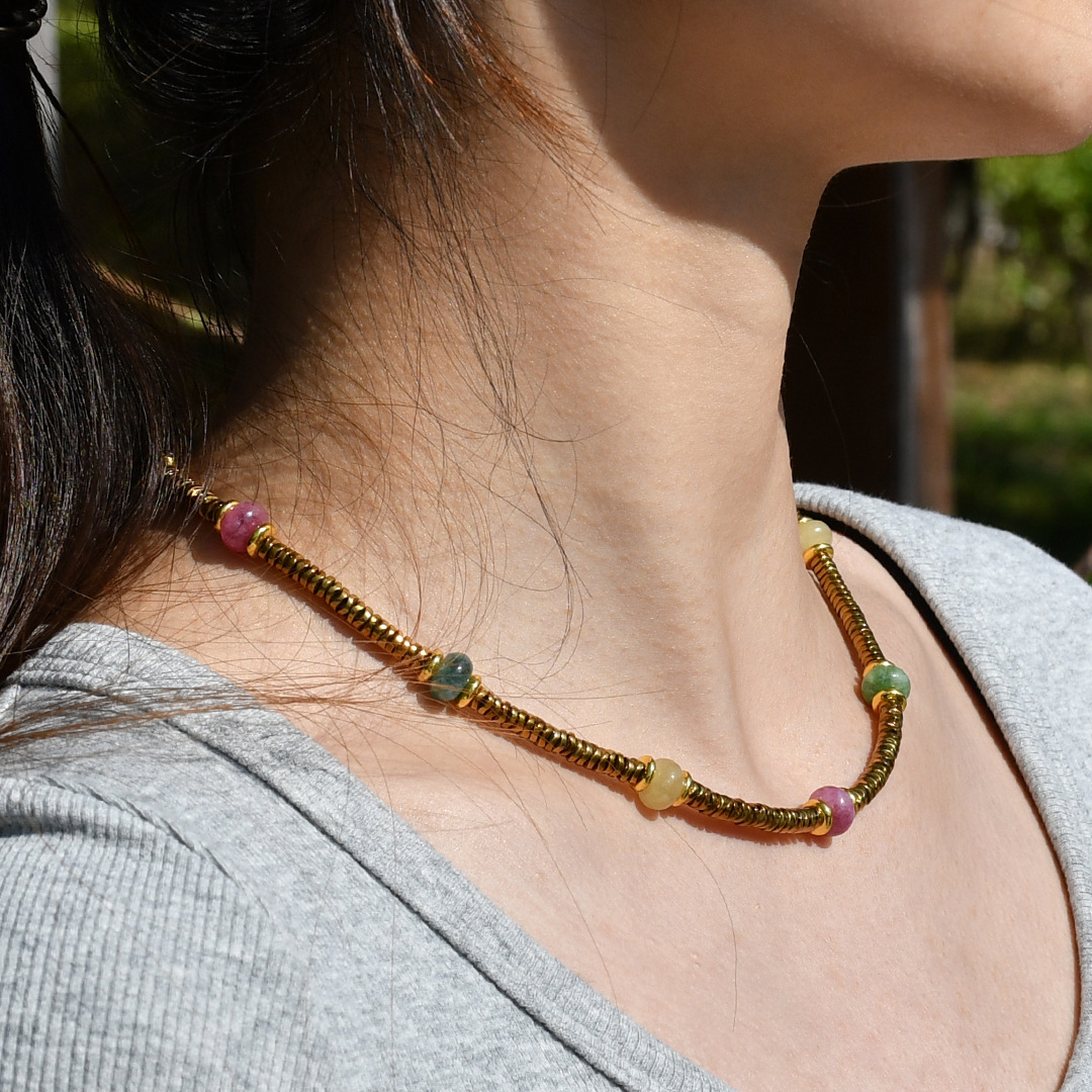 Collar Hematita Turquesa - (Acero Quirúrgico Waterproof)