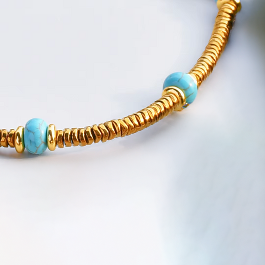 Collar Hematita Turquesa - (Acero Quirúrgico Waterproof)