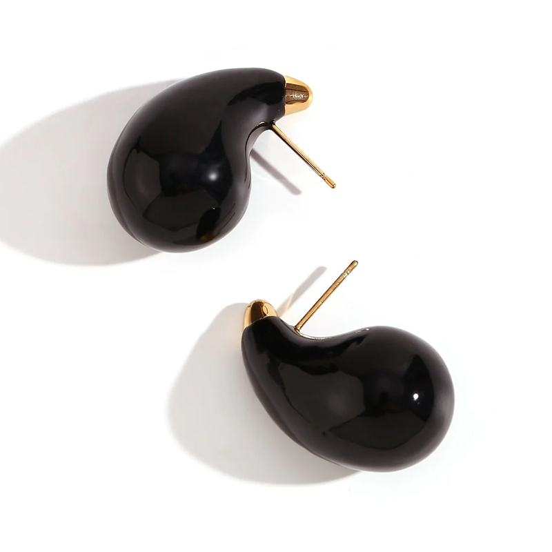 Pendientes Gota Negra - (Acero Quirúrgico Waterproof) - Mimiló