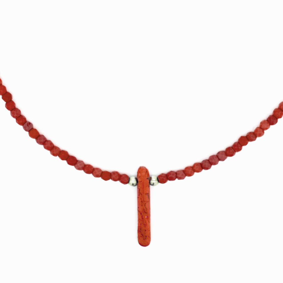 Collar Tarifa Rojo - (Petra: Plata de Ley 925 y Piedras)