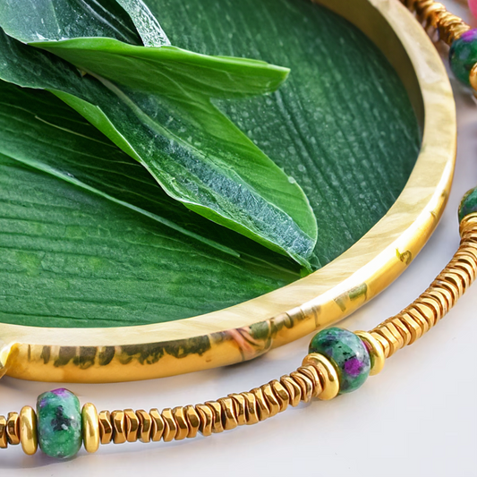 Collar Hematita Zoisita - (Acero Quirúrgico Waterproof)