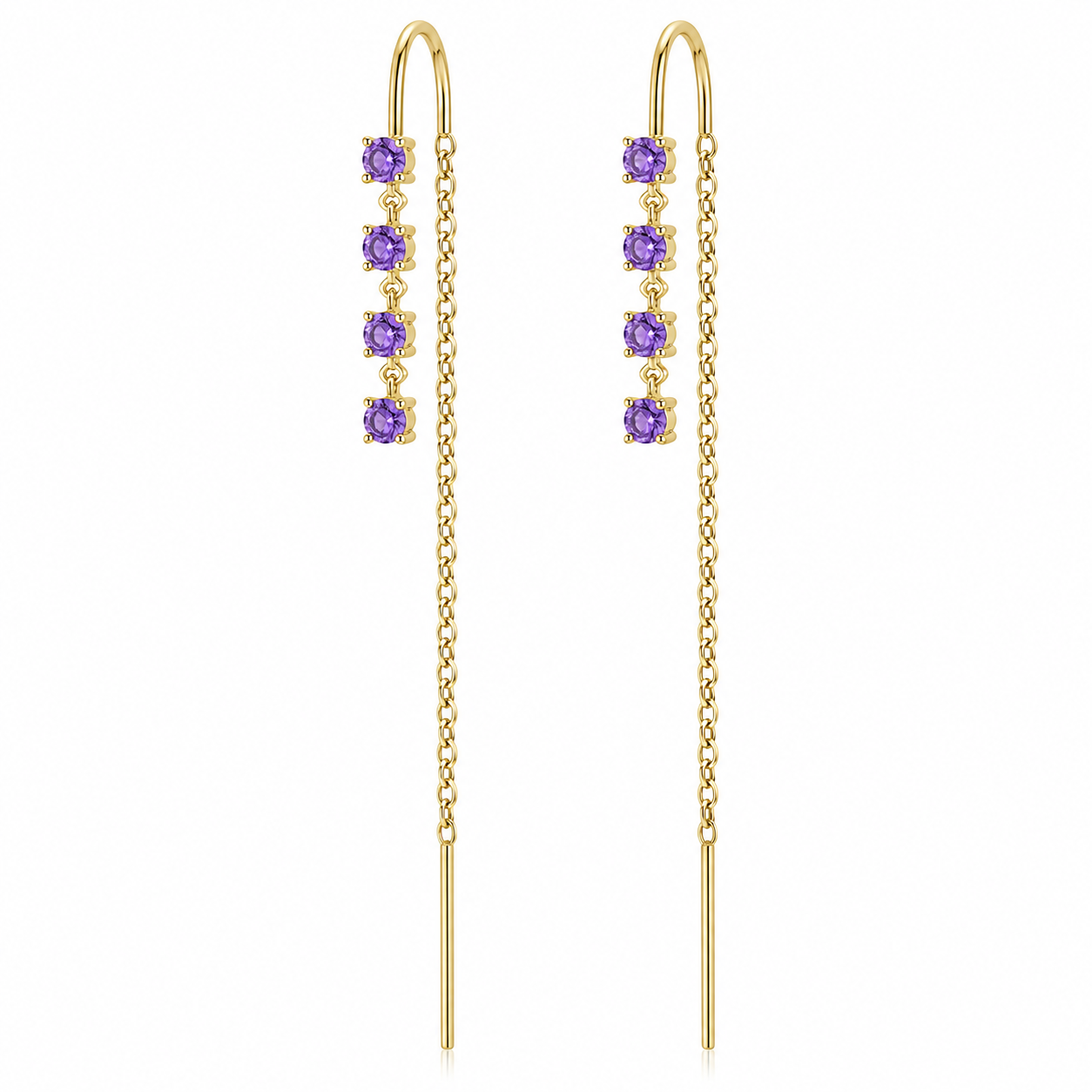 Pendientes Cascada Violetas - (Plata de Ley 925)