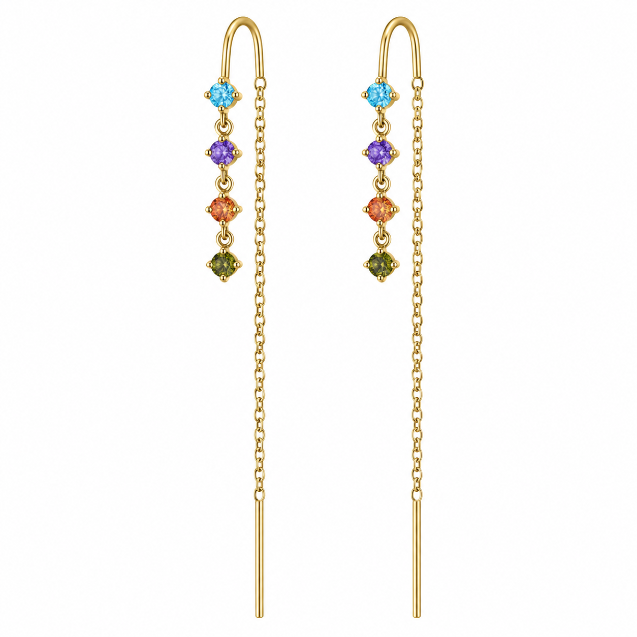 Pendientes Cascada Colorines - (Plata de Ley 925)