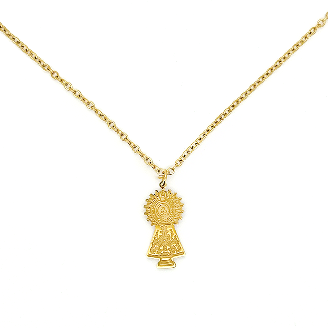 Collar Virgen Del Pilar Manto 2cm - (Acero Quirúrgico Waterproof)