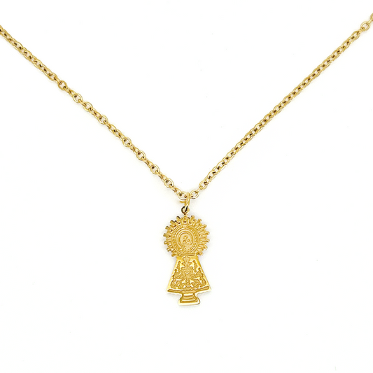 Collar Virgen Del Pilar Manto 2cm - (Acero Quirúrgico Waterproof)