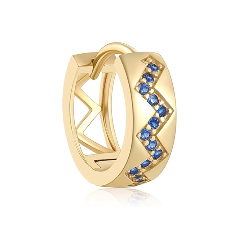 Aros Zigzag azul - (Plata de Ley 925) - Mimiló