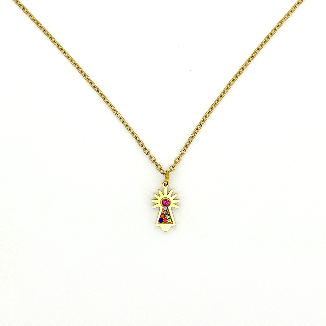 Collar Virgen Del Pilar Mini Colorín - (Acero Quirúrgico Waterproof)