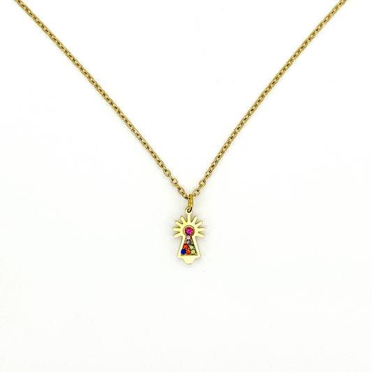 Collar Virgen Del Pilar Mini Colorín - (Acero Quirúrgico Waterproof)