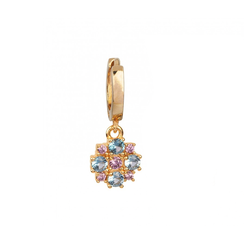 Aros Gran Flor azul - (Plata de Ley 925) - Mimiló
