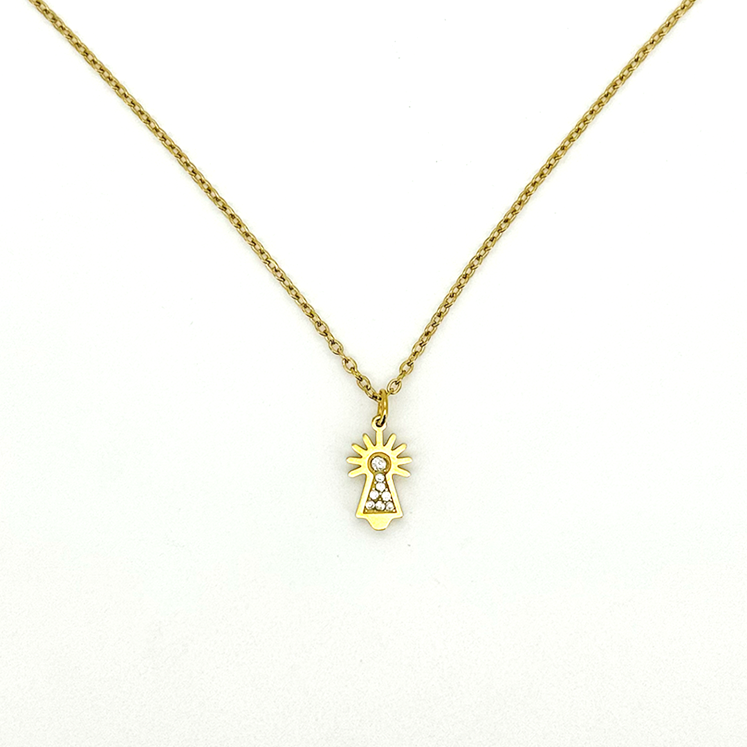 Collar Virgen Del Pilar Mini Blanca - (Acero Quirúrgico Waterproof) - Mimiló