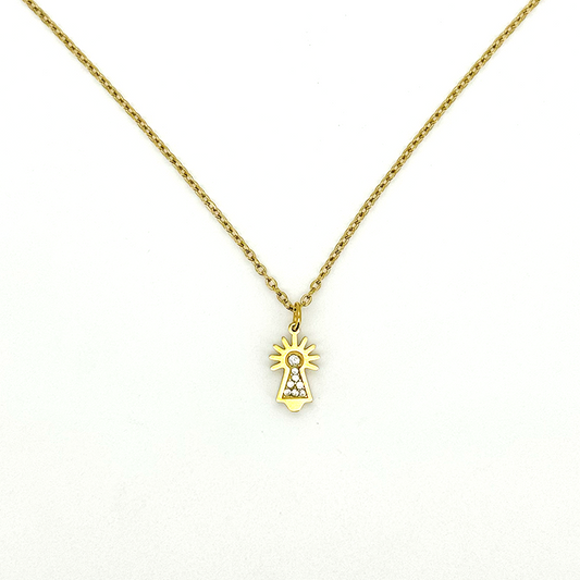 Collar Virgen Del Pilar Mini Blanca - (Acero Quirúrgico Waterproof)