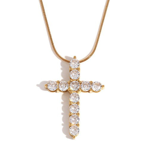 Collar Cruz Verónica Blanca - (Acero Quirúrgico Waterproof) - Mimiló