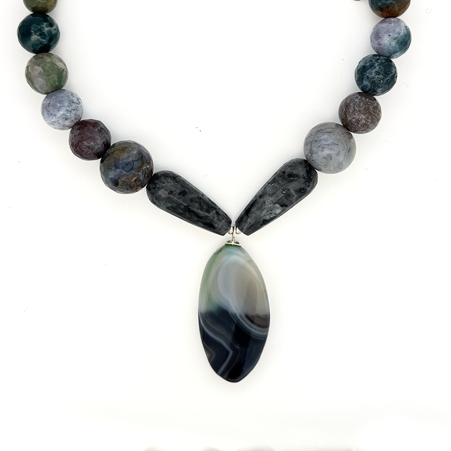 Collar Jaspe Imperial - (Petra: Plata de Ley 925 y Piedras)