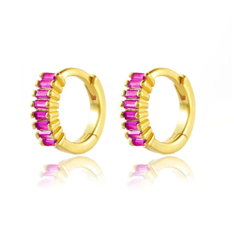 Aros New Marta Fucsia - (Plata de Ley 925) - Mimiló