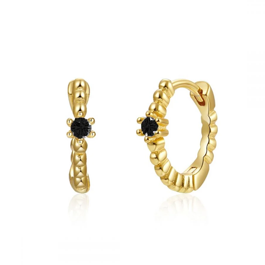 Aros Lisa Black - (Plata de Ley 925)