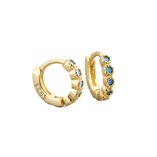 Mini Aros Turquesa - (Plata de Ley 925)