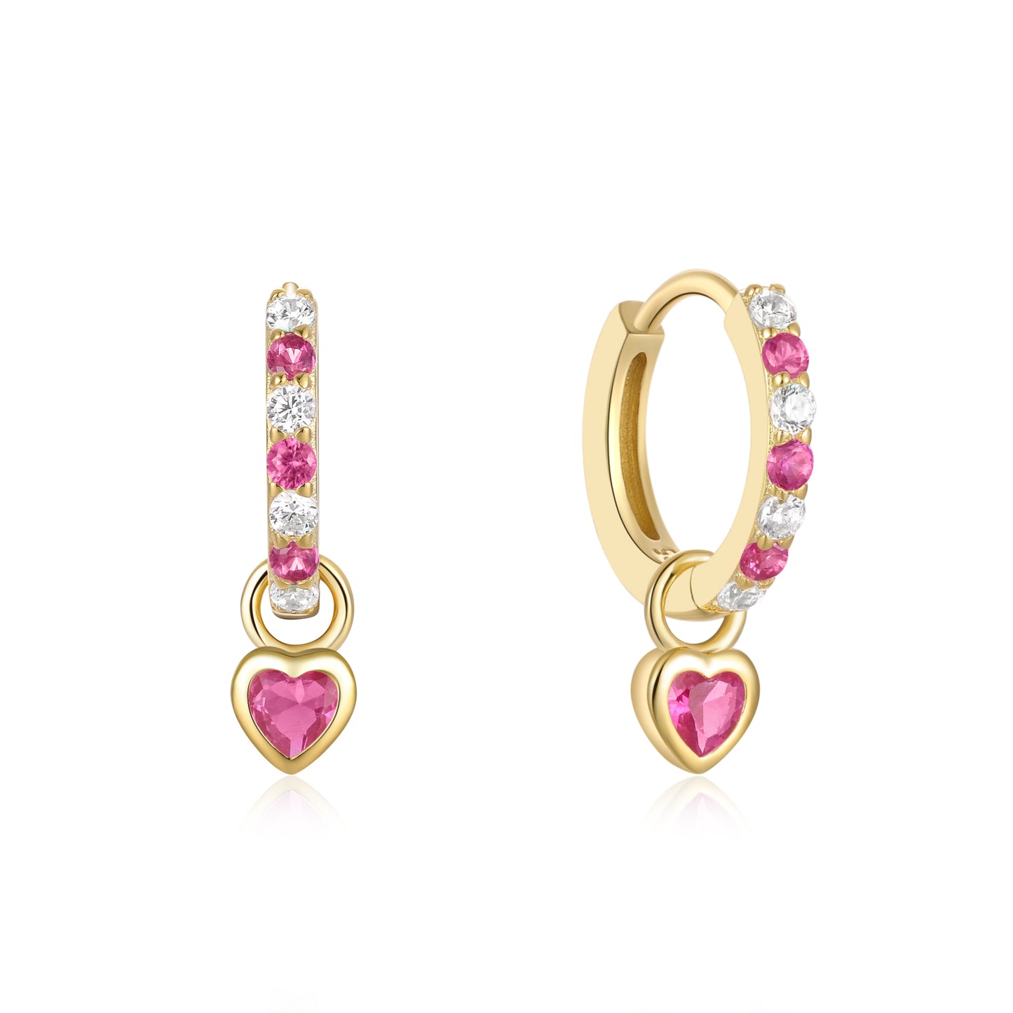 Aros Heart Fucsia - (Plata de Ley 925)