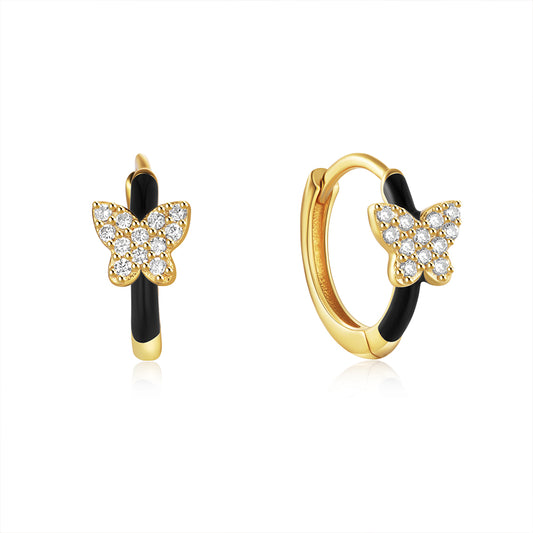 Aros Noelia Black - (Plata de Ley 925)
