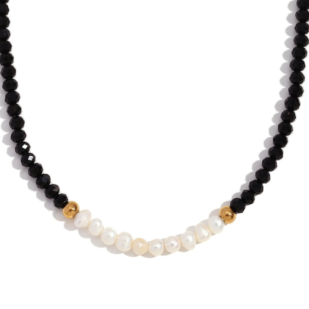Collar Color Perlas-Negro - (Acero Quirúrgico Waterproof)