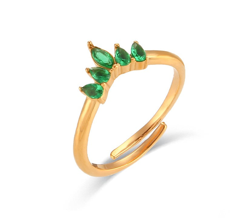 Anillo Coronita Verde - (Acero Quirúrgico Waterproof) - Mimiló