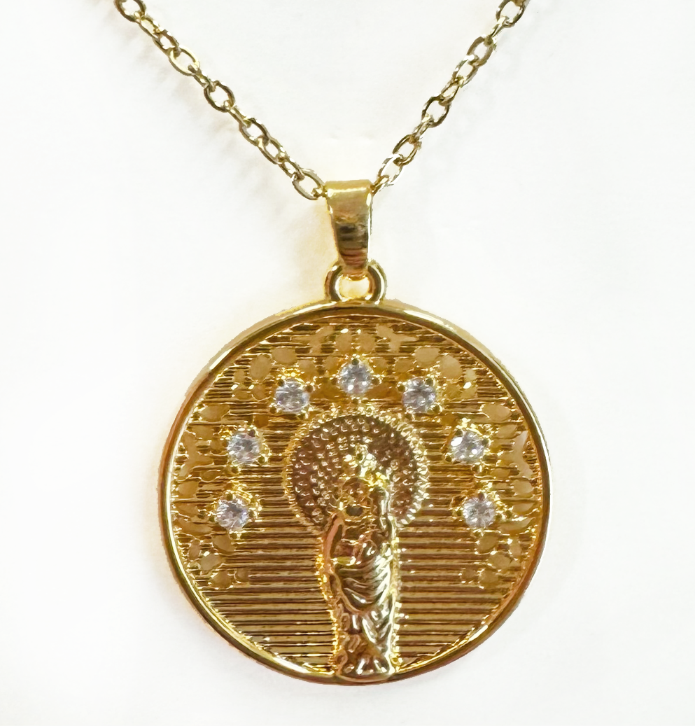 Medalla Virgen Del Pilar Resplandor Blanco - (Acero Quirúrgico Waterproof) - Mimiló