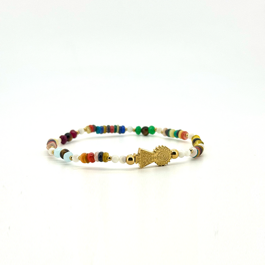 Pulsera Virgen Del Pilar Colores - (Petra: Acero Quirúrgico Waterproof y Piedras)
