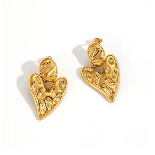 Pendientes Corazón Oro - (Acero Quirúrgico Waterproof)