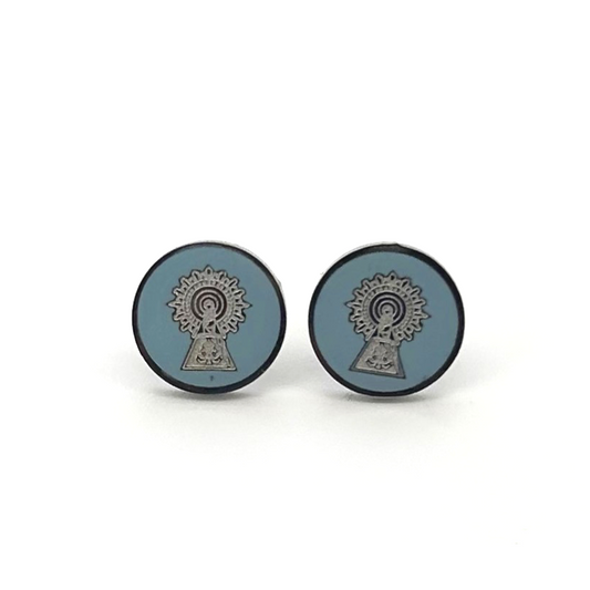 Pendientes Virgen del Pilar Azul - (Acero Quirúrgico Waterproof)