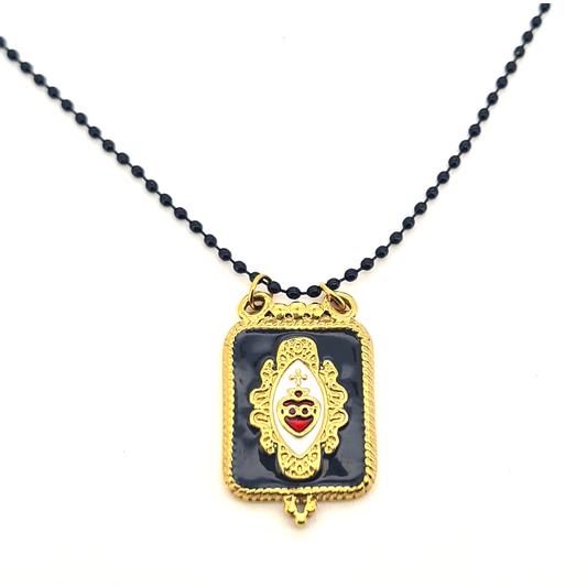 Collar Cuore Negro - (Acero Quirúrgico Waterproof)