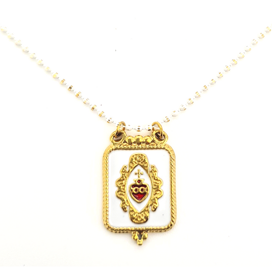 Collar Cuore Blanco - (Acero Quirúrgico Waterproof)