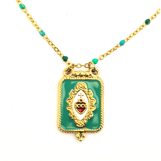 Collar Cuore Verde - (Acero Quirúrgico Waterproof)