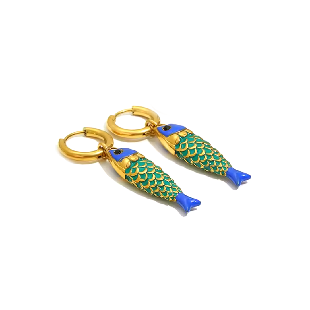 Pendientes Pez Azul - (Acero Quirúrgico Waterproof)