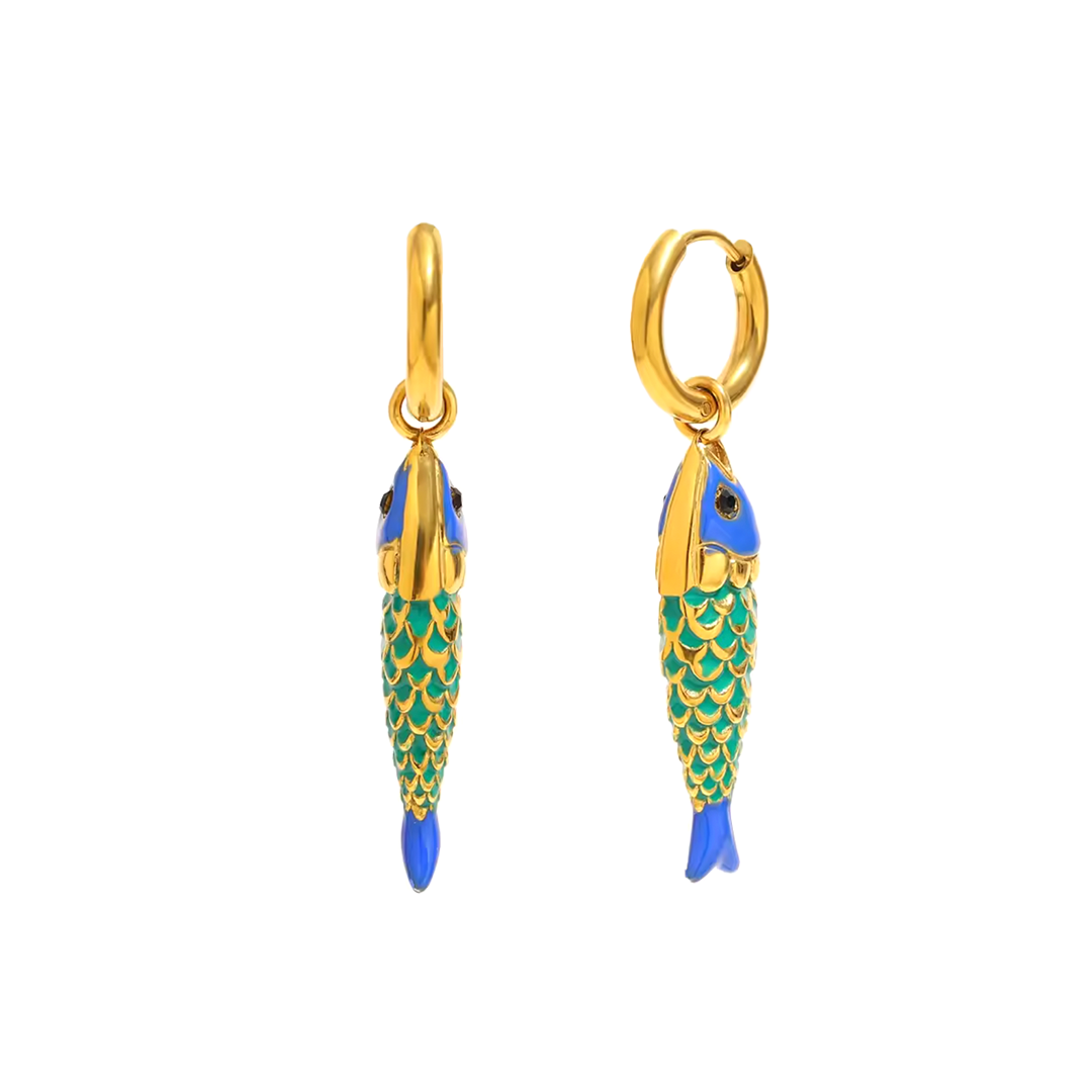 Pendientes Pez Azul - (Acero Quirúrgico Waterproof)