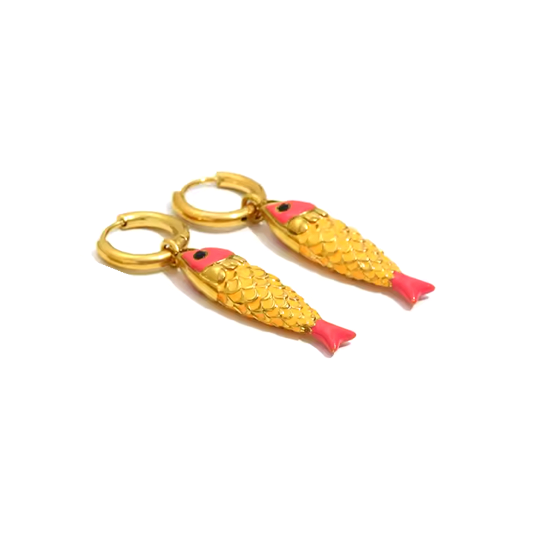 Pendientes Pez Naranja - (Acero Quirúrgico Waterproof) - Mimiló