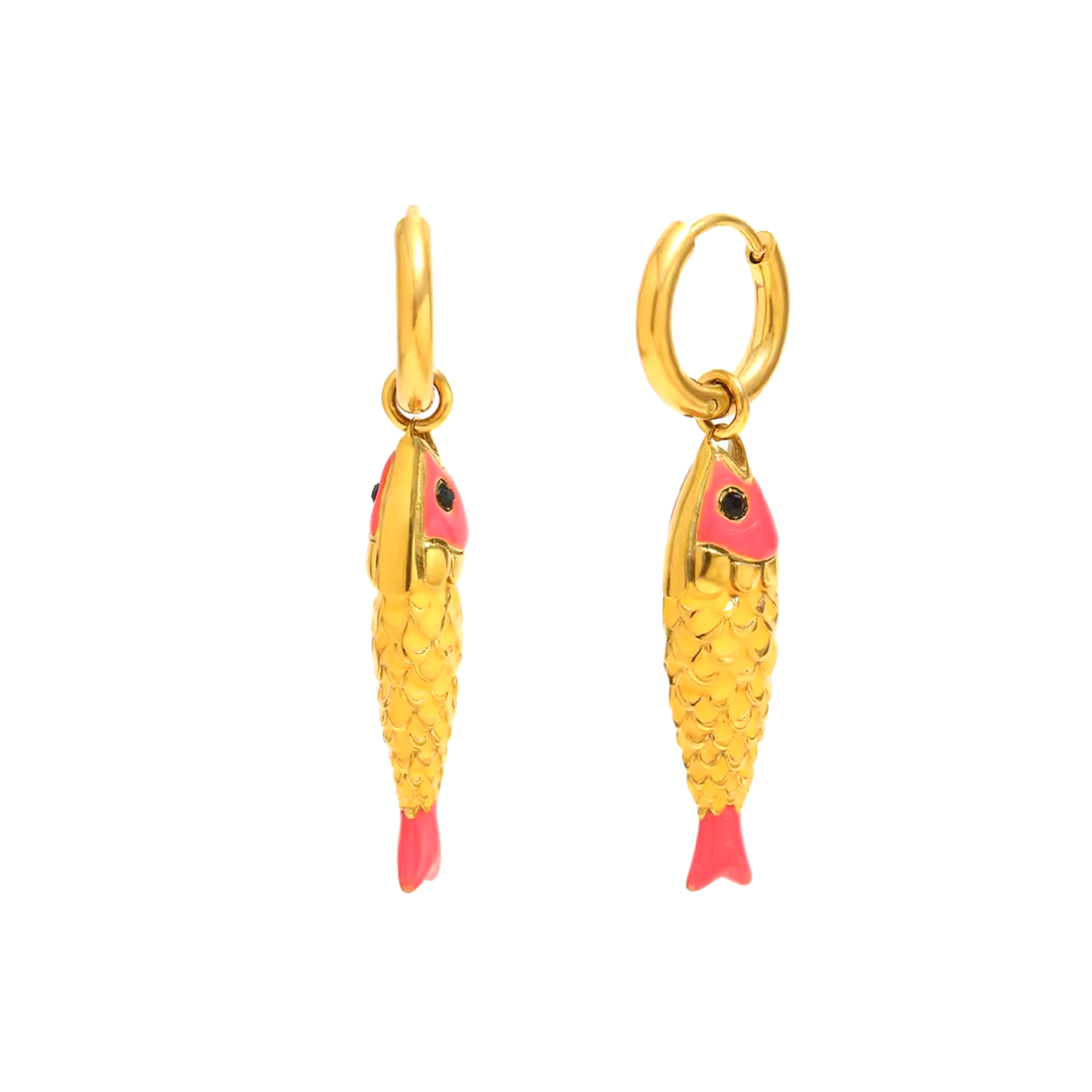 Pendientes Pez Naranja - (Acero Quirúrgico Waterproof) - Mimiló