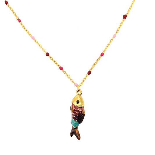 Collar Pez Grana-Azul - (Acero Quirúrgico Waterproof)