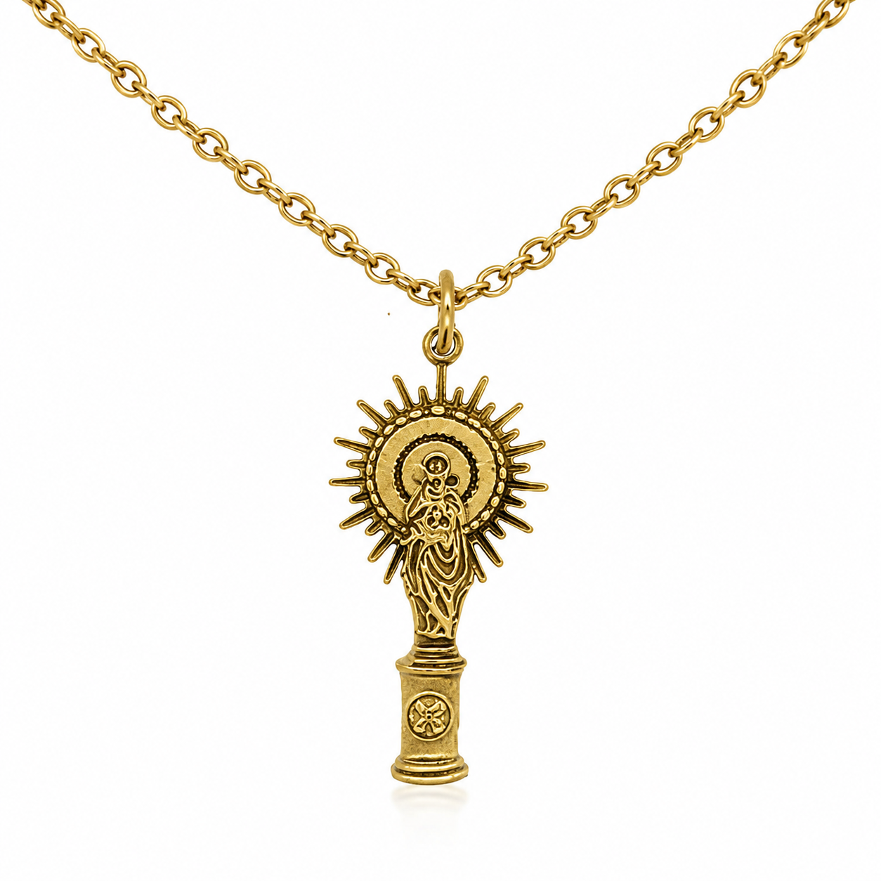 Collar Virgen Pilar 2cm - (Acero Quirúrgico Waterproof)