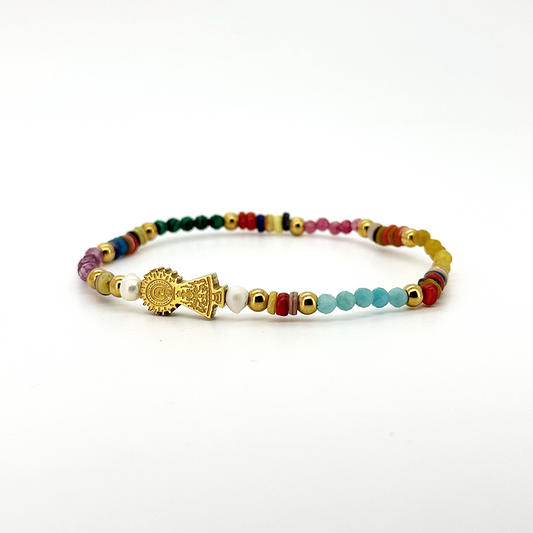 Pulsera Virgen Del Pilar colores - (Petra: Acero Quirúrgico Waterproof y Piedras)
