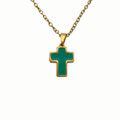 Collar Cruz Verde - (Acero Quirúrgico Waterproof)