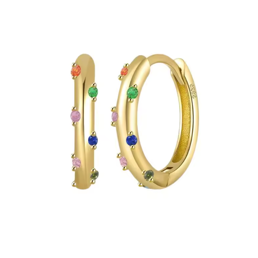 Pendientes Aros Ronda Colorines - (Plata de Ley 925)