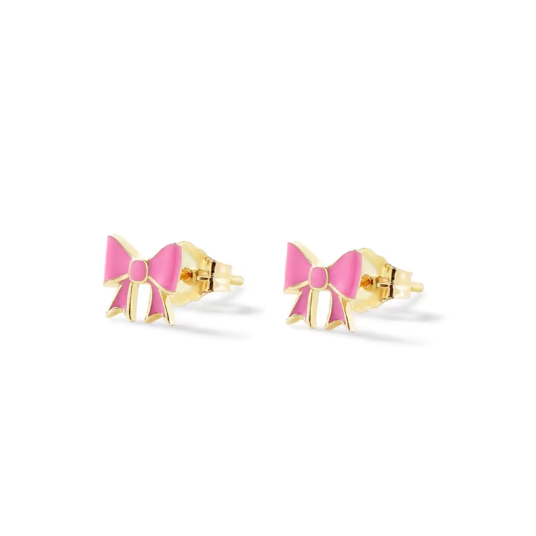 Pendientes Lacito Rosa - (Plata de Ley 925)