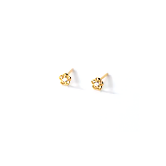 Mini Pendientes Flor - (Plata de Ley 925)