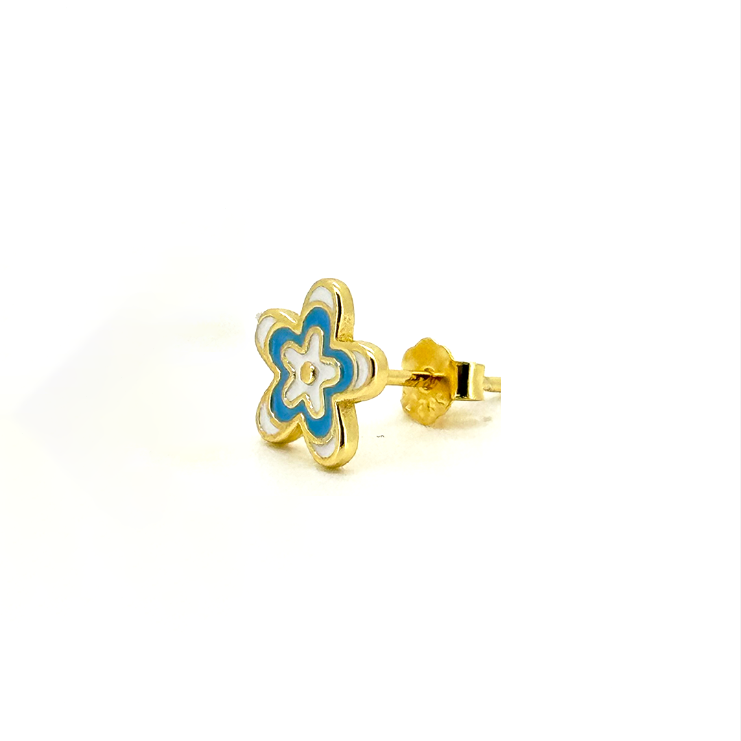 Pendientes Flor Éciga Azul - (Plata de Ley 925)