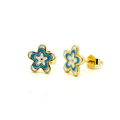 Pendientes Flor Éciga Azul - (Plata de Ley 925) - Mimiló
