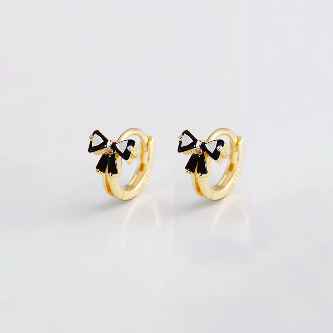 Aros Lacitos Negros - (Plata de Ley 925)