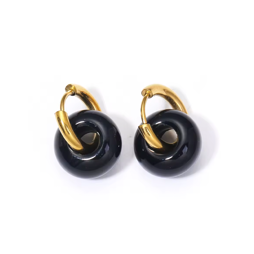 Pendientes Chimos Pequeño Negro  - (Acero Quirúrgico Waterproof) - Mimiló
